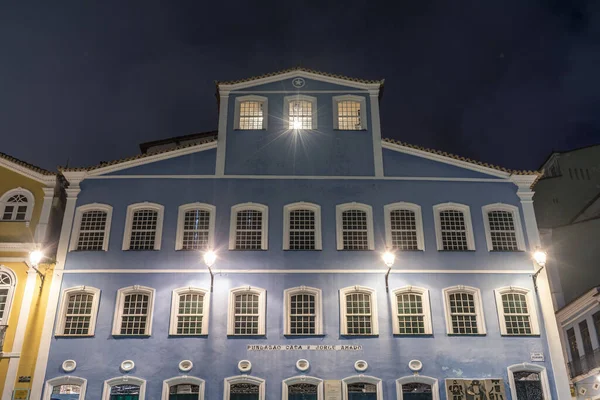 Fasad Stora Koloniala Blå Historiska Hus Centrum Salvador Bahia Brasilien — Stockfoto