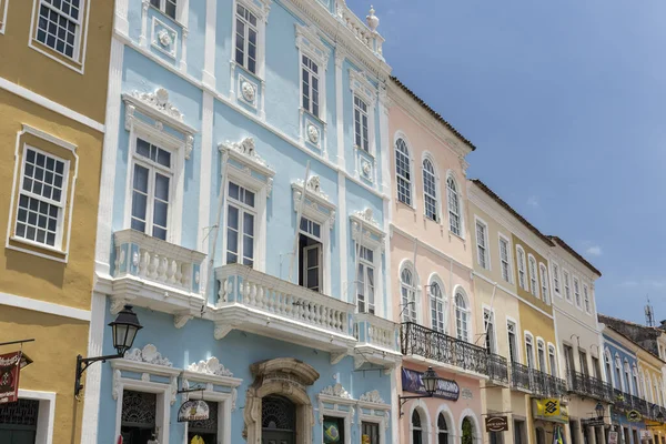 Prachtig Uitzicht Kleurrijke Gebouwen Huizen Het Historische Centrum Van Salvador — Stockfoto