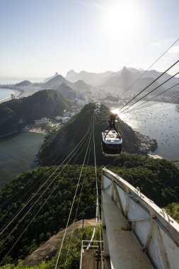 Brezilya Rio de Janeiro 'daki Sugar Loaf Mountain teleferiğinden güzel bir manzara.