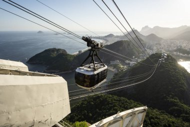 Brezilya Rio de Janeiro 'daki Sugar Loaf Mountain teleferiğinden güzel bir manzara.