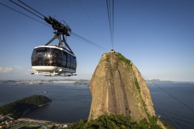 Brezilya Rio de Janeiro 'daki Sugar Loaf Mountain teleferiğinden güzel bir manzara.