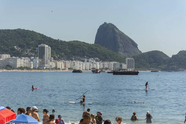 Bela Vista Para Praia Copacabana Com Montanha Pão Açúcar Parte — Fotografia de Stock