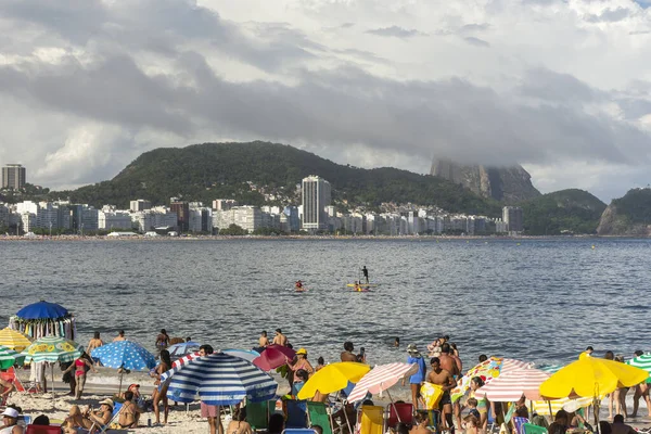 Bela Vista Para Praia Copacabana Com Montanha Pão Açúcar Parte — Fotografia de Stock