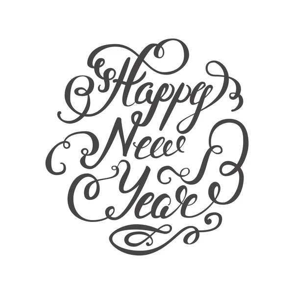 Feliz Ano Novo 2017 hand-lettering texto sobre fundo branco. Caligrafia vetorial artesanal —  Vetores de Stock