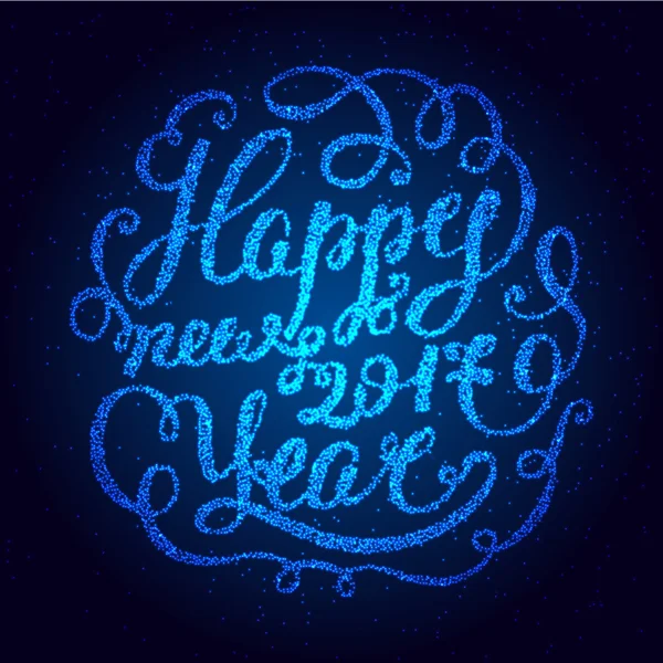 Happy New Year Eps 10. Vakantie vectorillustratie. Glanzende belettering samenstelling met sterretjes en zwarte Sparkles — Stockvector