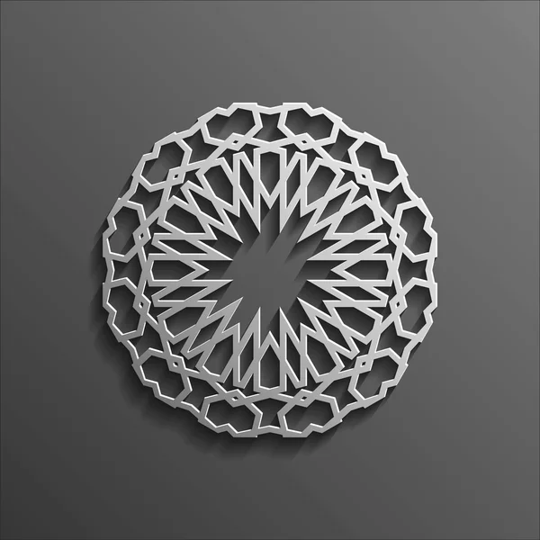 3d islâmico em mandala escuro redondo ornamento fundo arquitetura muslim textura design. Pode ser usado para convites de brochuras, motivo persa — Vetor de Stock