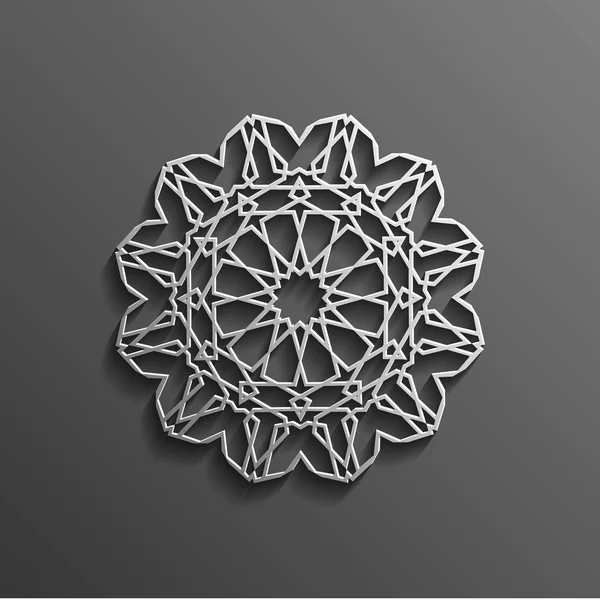 Исламский 3d на темную мандалу круглый орнамент фона архитектурного мусульманского текстуры дизайн. Can be used for brochures invitations, persian motif — стоковый вектор