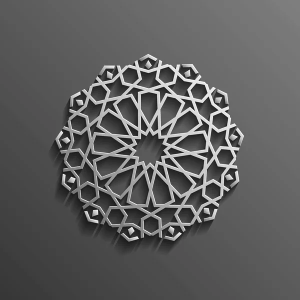 Ισλαμική 3d σε σκούρο μάνταλα στρογγυλή στολίδι σχεδιασμός αρχιτεκτονικού μουσουλμανική υφή φόντου. Μπορεί να χρησιμοποιηθεί για φυλλάδια προσκλήσεις, Περσικά μοτίβο — Διανυσματικό Αρχείο