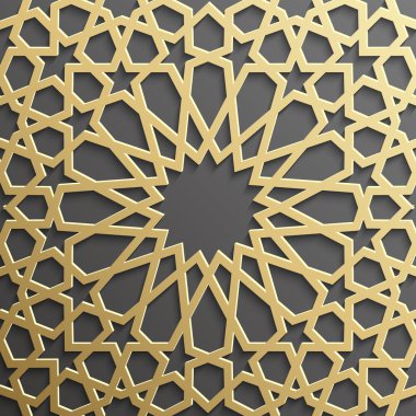 Arka plan ile İslam tarzı siyah kağıt üzerinde altın seamless modeli.