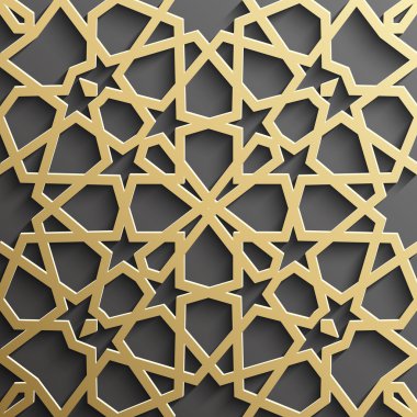 Arka plan ile İslam tarzı siyah kağıt üzerinde altın seamless modeli.