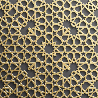 Arka plan ile İslam tarzı siyah kağıt üzerinde altın seamless modeli.