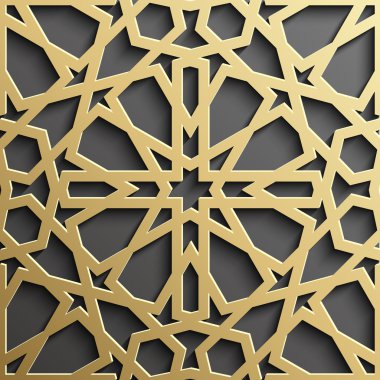 Arka plan ile İslam tarzı siyah kağıt üzerinde altın seamless modeli.