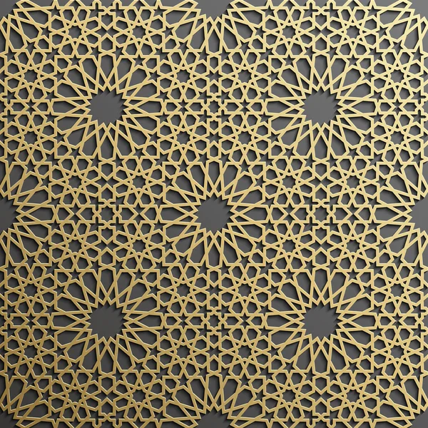 Hintergrund mit goldenem, nahtlosem Muster auf schwarzem Hintergrund im islamischen Stil. — Stockvektor
