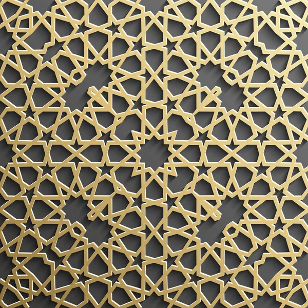Bakgrund med guld sömlösa mönster på svart backgroud i islamiska stil. — Stock vektor