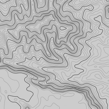 Kopyalamak için alanı olan topografik harita arkaplanı. Çizgi topoğrafya haritası arka plan, coğrafi ızgara soyut vektör çizimi. Arazi üzerinde dağ yürüyüşü patikası .