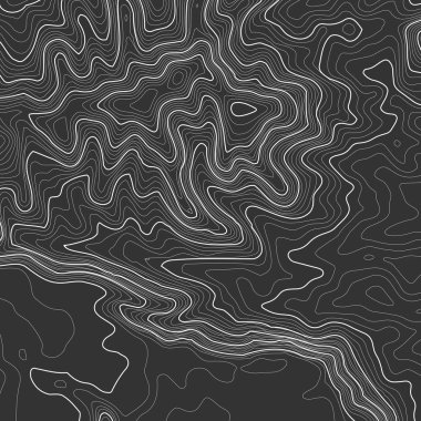 Kopyalamak için alanı olan topografik harita arkaplanı. Çizgi topoğrafya haritası arka plan, coğrafi ızgara soyut vektör çizimi. Arazi üzerinde dağ yürüyüşü patikası .