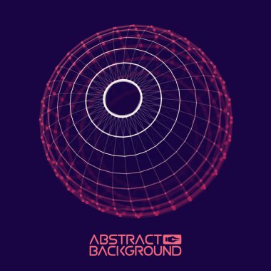 3D küre vektör çizim. Vektör kafes nesnesi. Teknoloji arka plan. Büyük veri görselleştirme. Mor arka plan .