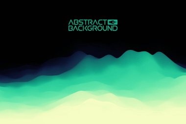 3D manzara arka plan. yeşil mavi degrade soyut vektör Illustration.Computer çizimleri tasarım şablonu için. Dağ doruklarına, yatay
