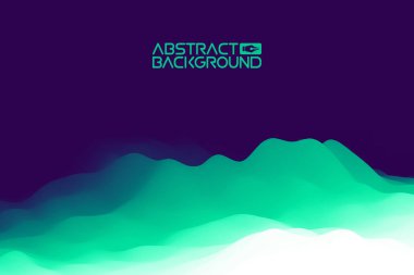 3 boyutlu peyzaj. Mor Gradyan Soyut Vektör İllüstrasyonu. Bilgisayar Sanat Tasarım Şablonu. Dağ Tepeleriyle Manzara