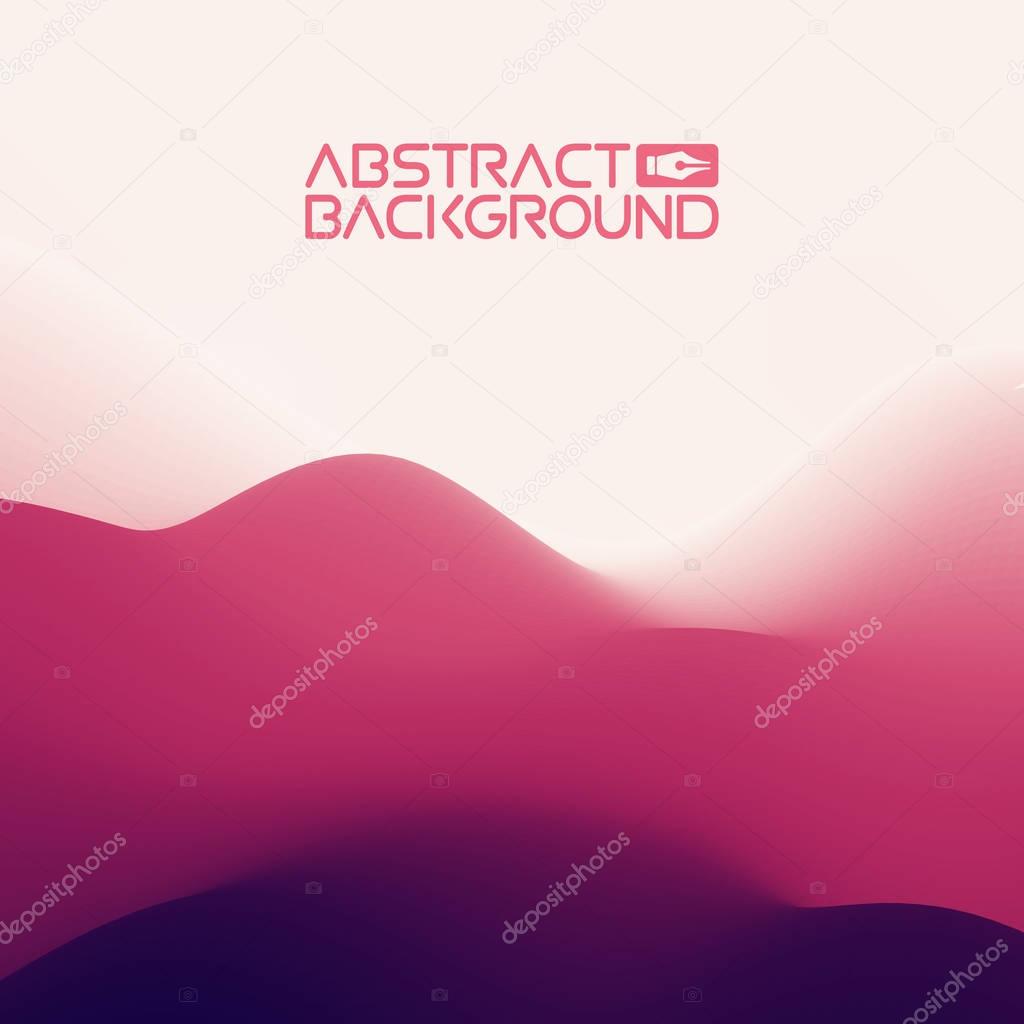 3D landscape Background. Purple Gradient Abstract Vector Illustration.Computer Art Design Template. Landscape with Mountain Peaks