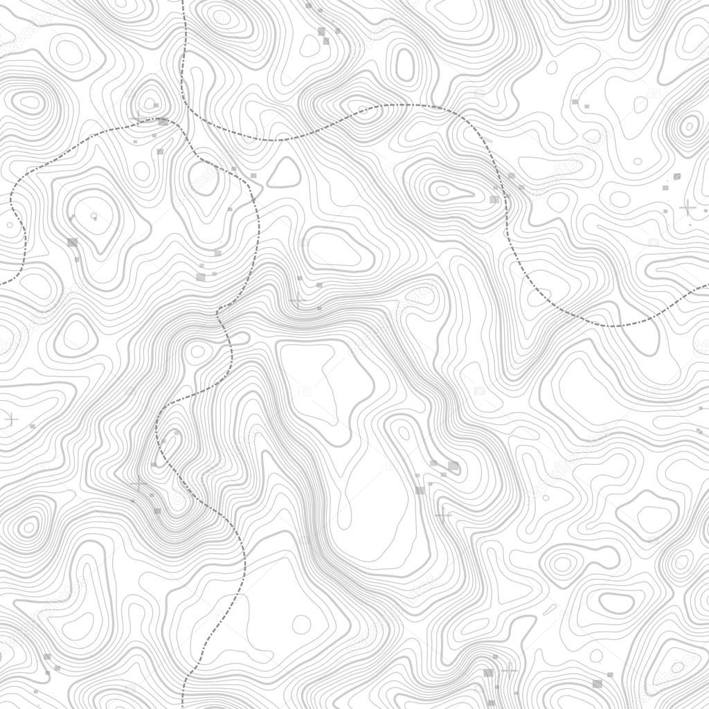 Seamless pattern. Topographic map background with space for copy Seamless texture. Line topography map contour background , geographic grid . Mountain hiking trail over terrain .