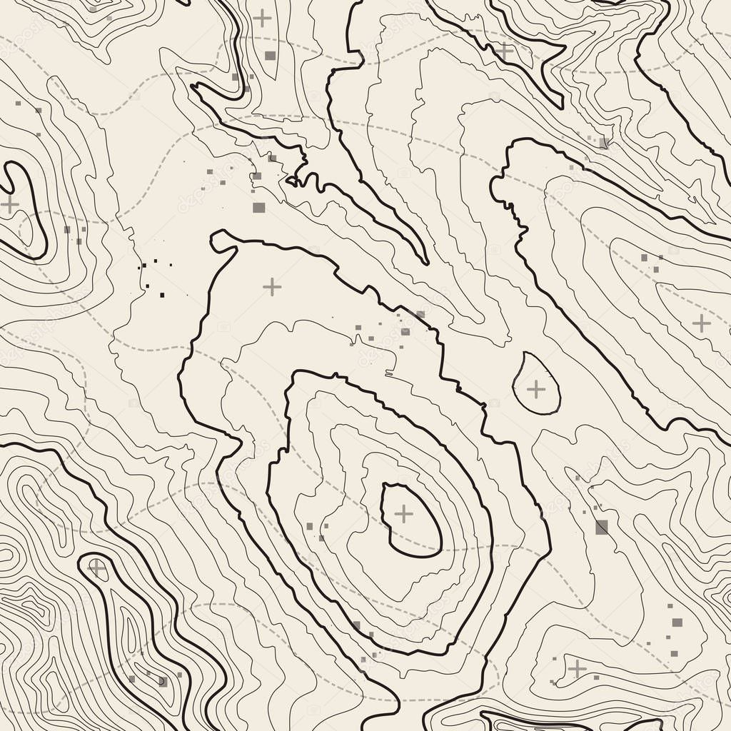 Seamless pattern. Topographic map background with space for copy Seamless texture. Line topography map contour background , geographic grid . Mountain hiking trail over terrain .