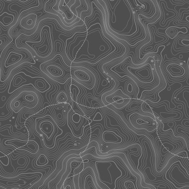Seamless modeli. Topografik harita arka plan kopya sorunsuz doku alan ile. Topografya Haritası kontur arka plan, coğrafi kılavuz çizgi. Dağ hiking trail arazi üzerinde .