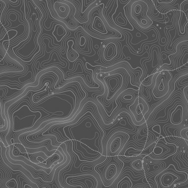 Seamless modeli. Topografik harita arka plan kopya sorunsuz doku alan ile. Topografya Haritası kontur arka plan, coğrafi kılavuz çizgi. Dağ hiking trail arazi üzerinde .