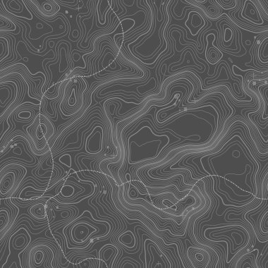 Seamless modeli. Topografik harita arka plan kopya sorunsuz doku alan ile. Topografya Haritası kontur arka plan, coğrafi kılavuz çizgi. Dağ hiking trail arazi üzerinde .