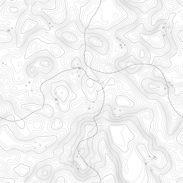 Padrão sem costura. Mapa topográfico de fundo com espaço para cópia Textura sem costura. Mapa de topografia de linha contorno de fundo, grade geográfica. Trilha de caminhadas de montanha sobre o terreno  . — Vetor de Stock