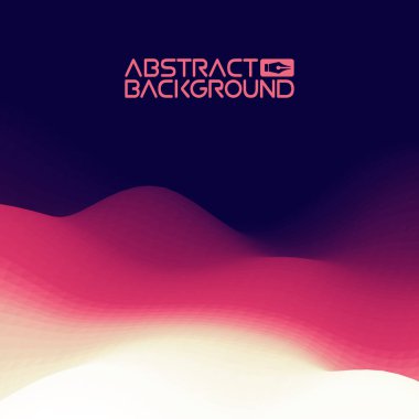 3 boyutlu peyzaj. Mor Gradyan Soyut Vektör İllüstrasyonu. Bilgisayar Sanat Tasarım Şablonu. Dağ Tepeleriyle Manzara