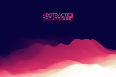 3 boyutlu peyzaj. Mor Gradyan Soyut Vektör İllüstrasyonu. Bilgisayar Sanat Tasarım Şablonu. Dağ Tepeleriyle Manzara