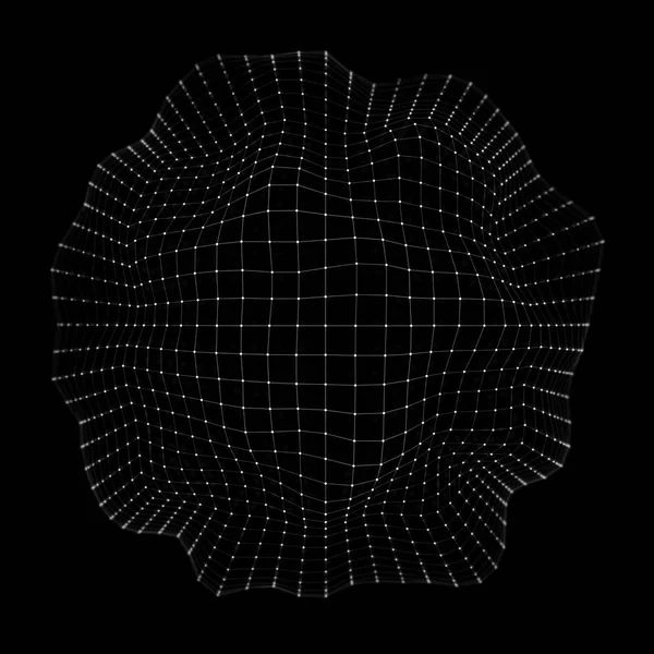 Esfera 3D, bordas e pontos. Ilustração da Esfera. Design de grade 3D em estilo de tecnologia. Grelha de globo abstrato. Conceito de Tecnologia de Redes . — Fotografia de Stock