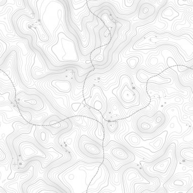 Seamless modeli. Topografik harita arka plan kopya sorunsuz doku alan ile. Topografya Haritası kontur arka plan, coğrafi kılavuz çizgi. Dağ hiking trail arazi üzerinde .