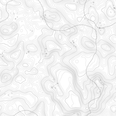 Seamless modeli. Topografik harita arka plan kopya sorunsuz doku alan ile. Topografya Haritası kontur arka plan, coğrafi kılavuz çizgi. Dağ hiking trail arazi üzerinde .
