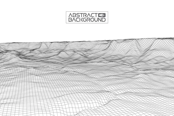 Abstract wireframe landscape background. Cyberspace grid. 3d technology wireframe illustration. Digital wireframe landscape for presentations . — Stock Photo, Image