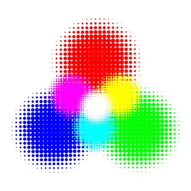 RGB ve Cmyk yarım ton vektör illüstrasyon renk