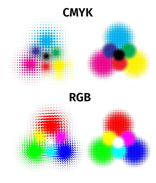 RGB and CMYK halftone vector illustration color — Stock Vector