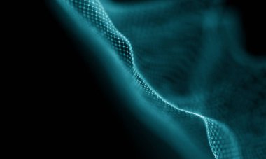 Geometrik mavi arka plan. Fütüristik teknoloji tarzı. Neon işareti. Fütüristik teknoloji Hud öğesi. Zarif arka plan. Büyük veri görselleştirme .