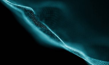 Geometrik mavi arka plan. Fütüristik teknoloji tarzı. Neon işareti. Fütüristik teknoloji Hud öğesi. Zarif arka plan. Büyük veri görselleştirme .