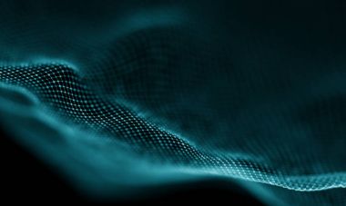 Geometrik mavi arka plan. Fütüristik teknoloji tarzı. Neon işareti. Fütüristik teknoloji Hud öğesi. Zarif arka plan. Büyük veri görselleştirme .