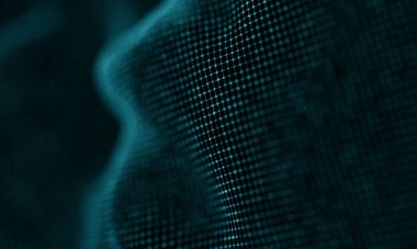 Geometrik mavi arka plan. Fütüristik teknoloji tarzı. Neon işareti. Fütüristik teknoloji Hud öğesi. Zarif arka plan. Büyük veri görselleştirme .