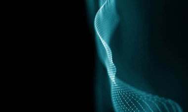 Geometrik mavi arka plan. Fütüristik teknoloji tarzı. Neon işareti. Fütüristik teknoloji Hud öğesi. Zarif arka plan. Büyük veri görselleştirme .