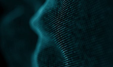 Geometrik mavi arka plan. Fütüristik teknoloji tarzı. Neon işareti. Fütüristik teknoloji Hud öğesi. Zarif arka plan. Büyük veri görselleştirme .