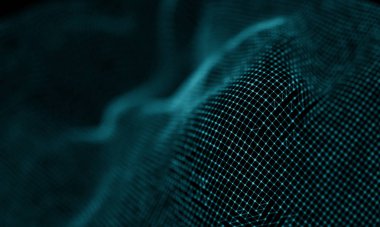 Geometrik mavi arka plan. Fütüristik teknoloji tarzı. Neon işareti. Fütüristik teknoloji Hud öğesi. Zarif arka plan. Büyük veri görselleştirme .