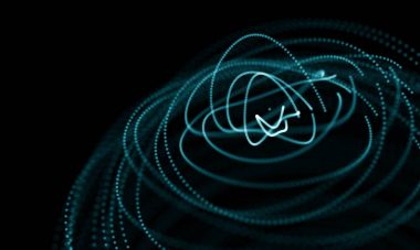 Geometrik mavi arka plan. Fütüristik teknoloji tarzı. Neon işareti. Fütüristik teknoloji Hud öğesi. Zarif arka plan. Büyük veri görselleştirme .