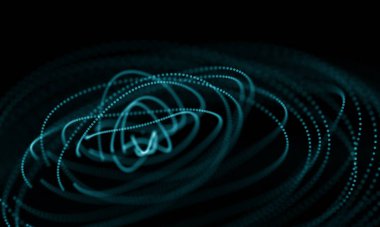 Geometrik mavi arka plan. Fütüristik teknoloji tarzı. Neon işareti. Fütüristik teknoloji Hud öğesi. Zarif arka plan. Büyük veri görselleştirme .