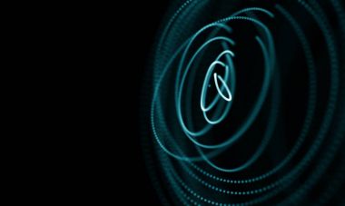 Geometrik mavi arka plan. Fütüristik teknoloji tarzı. Neon işareti. Fütüristik teknoloji Hud öğesi. Zarif arka plan. Büyük veri görselleştirme .