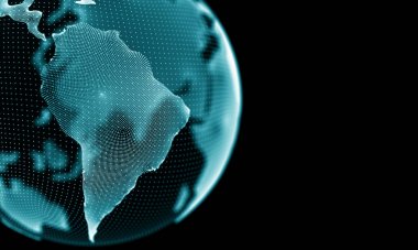 Geometrik mavi arka plan. Fütüristik teknoloji tarzı. Neon işareti. Fütüristik teknoloji Hud öğesi. Zarif arka plan. Büyük veri görselleştirme .