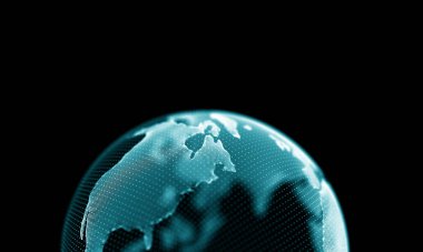 Geometrik mavi arka plan. Fütüristik teknoloji tarzı. Neon işareti. Fütüristik teknoloji Hud öğesi. Zarif arka plan. Büyük veri görselleştirme .